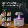 Difuzor de Aromaterapie în Formă de Umbrelă cu Umidificator, Iluminare LED Colorată și Efect de Ploaie, Alb