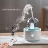 Difuzor de Aromaterapie în Formă de Umbrelă cu Umidificator, Iluminare LED Colorată și Efect de Ploaie, Alb