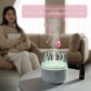 Difuzor de uleiuri esențiale cu lumină colorată de 280 ml cu efect de meduză rotativă și telecomandă, Alb