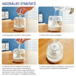 Moderný USB zvlhčovač vzduchu s farebným LED osvetlením, tichá prevádzka, senzor hladiny vody s automatickým vypnutím, biely