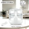 Umidificator USB modern cu iluminare LED colorată, funcționare silențioasă și oprire automată cu senzor de nivel al apei, Alb