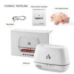 Aromaterapeutický difuzér s efektem plamene, solničkou a himálajskými kameny, bílý