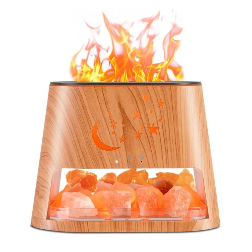 Aromaterapeutický ultrazvukový difuzér s himálajskou solí, 260 ml, světle hnědý