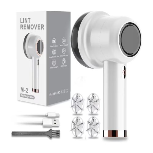 Elektromos Textilborotva Szösztelenítő 6 db cserélhető pengével és USB töltéssel M-2 - Fehér