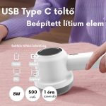 Elektromos Textilborotva Szösztelenítő 6 db cserélhető pengével és USB töltéssel M-2 - Fehér