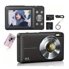   Kompakt Digitális Fényképezőgép Full HD 1080P 44MP Felbontással és 16× Zoommal 32GB Kártyával - Fekete
