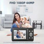 Kompakt Digitális Fényképezőgép Full HD 1080P 44MP Felbontással és 16× Zoommal 32GB Kártyával - Fekete