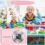 Kompakt Digitális Fényképezőgép Full HD 1080P 44MP Felbontással és 16× Zoommal 32GB Kártyával - Rózsaszín