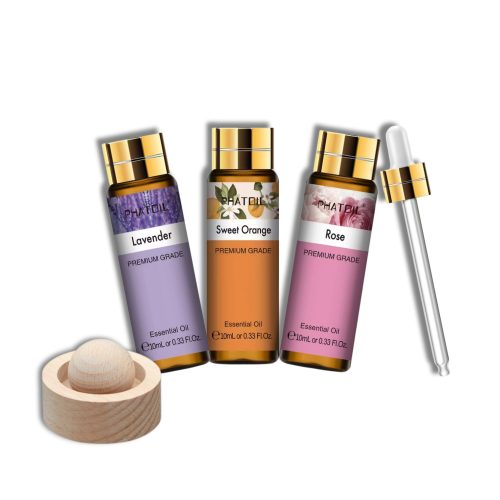 Phatoil set de 3 ulei esențiale pentru difuzoare, cu odorizant din lemn cadou, 3×10 ml