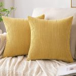 Elegáns kordbársony díszpárna huzat 45X45 cm - Sárga