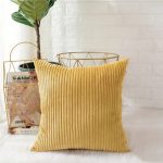 Elegáns kordbársony díszpárna huzat 45X45 cm - Sárga