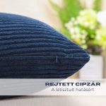 Elegáns kordbársony díszpárna huzat 45X45 cm - Acélkék