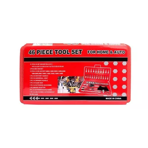 46 db-os kompakt szerszámkészlet autószereléshez és barkácsoláshoz