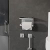 Fali toalettpapír tartó, felső polccal és 2 db akasztó kampóval - Ezüst