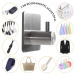 Suport de hârtie igienică de perete cu raft superior și 2 cârlige de agățare - Argintiu