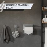 Suport de hârtie igienică de perete cu raft superior și 2 cârlige de agățare - Argintiu