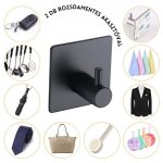 Suport de hârtie igienică de perete cu raft superior și 2 cârlige de agățare - Negru