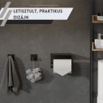 Suport de hârtie igienică de perete cu raft superior și 2 cârlige de agățare - Negru