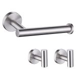 Suport de hârtie igienică de perete cu 2 cârlige de agățare - Argintiu