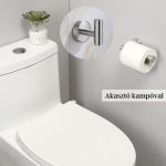 Suport de hârtie igienică de perete cu 2 cârlige de agățare - Argintiu