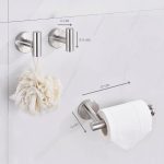 Suport de hârtie igienică de perete cu 2 cârlige de agățare - Argintiu