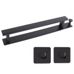 Suport multifuncțional pentru prosoape cu cuier și 2 cârlige - Negru