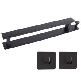   Suport multifuncțional pentru prosoape cu cuier și 2 cârlige - Negru