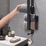 Suport multifuncțional pentru prosoape cu cuier și 2 cârlige - Negru