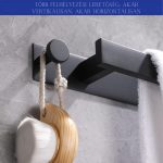 Suport multifuncțional pentru prosoape cu cuier și 2 cârlige - Negru