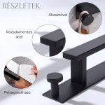 Suport multifuncțional pentru prosoape cu cuier și 2 cârlige - Negru