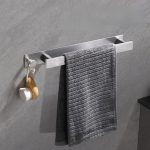 Suport multifuncțional pentru prosoape cu cuier și 2 cârlige - Argintiu