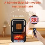 Radiator cu efect de flacără, unghi reglabil, încălzitor ceramic PTC, telecomandă - negru
