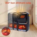 Radiator cu efect de flacără, unghi reglabil, încălzitor ceramic PTC, telecomandă - negru