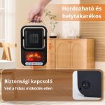 Radiator cu efect de flacără, unghi reglabil, încălzitor ceramic PTC, telecomandă - negru