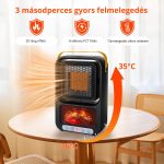 Radiator cu efect de flacără, unghi reglabil, încălzitor ceramic PTC, telecomandă - negru