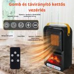 Radiator cu efect de flacără, unghi reglabil, încălzitor ceramic PTC, telecomandă - negru