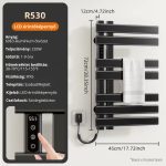 Calorifer inteligent cu brațe pătrate, R530 - Negru