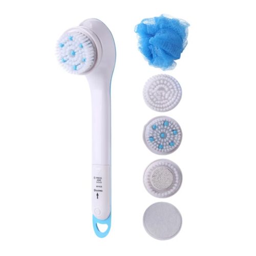 Perie de baie electrică rotativă cu 5 capete înlocuibile - Alb-Albastru