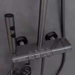 Sistem de duș multifuncțional Zegor Grafi cu panou cu buton tip pian, baterie cu cartuș ceramic, funcție de efect de ploaie - KEM16-A001MG