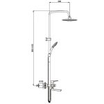 Sistem de duș Zegor cu o singură manetă, negru, cu umplutură pentru cadă, duș deasupra capului și duș de mână - PUD16-A045YB