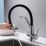 Baterie de lavoar Zegor Black-Crom cu filtru de apă, cioc flexibil și rigid - SAM18-F090YB