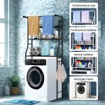 Etajeră de depozitare cu 3 nivele, reglabilă, pentru montare deasupra mașinii de spălat