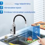 Baterie Electrică cu Încălzitor de Apă, Tub de Încălzire din Oțel Inoxidabil, Reglare Tactilă a Temperaturii, Țeavă Flexibilă de Scurgere, Negru