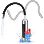 Baterie Electrică cu Încălzitor de Apă, Tub de Încălzire din Oțel Inoxidabil, Reglare Tactilă a Temperaturii, Țeavă Flexibilă de Scurgere, Negru