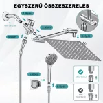 Króm zuhanyszett esőztető fejjel és kézi zuhannyal – modern, falra szerelhető zuhanyrendszer