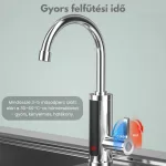 Elektromos vízmelegítős csaptelep hőmérséklet kijelzővel, gyors felfűtéssel – Ezüst