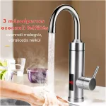 Elektromos vízmelegítős csaptelep digitális kijelzővel, egykaros - Ezüst