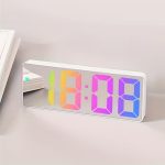 Színes LED Digitális Asztali Ébresztőóra Szundi Funkcióval, Dátum és Hőmérséklet Kijelzéssel – Fehér