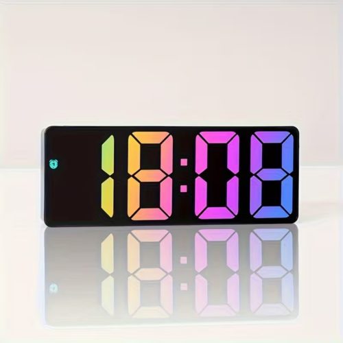 Színes LED Digitális Asztali Ébresztőóra Szundi Funkcióval, Dátum és Hőmérséklet Kijelzéssel – Fekete