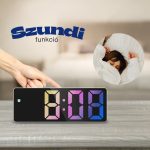 Színes LED Digitális Asztali Ébresztőóra Szundi Funkcióval, Dátum és Hőmérséklet Kijelzéssel – Fekete